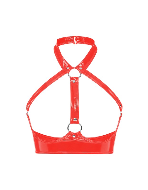 Female Underwear Sexy Leather Bra Strap Adjustable Leather PVC Lingerie Set SX094