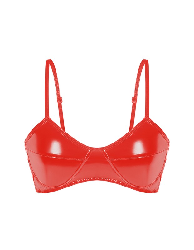 Lingerie Sexy Feminina Bright PVC Patent Leather Bra Extremely Woman Underwear SX105