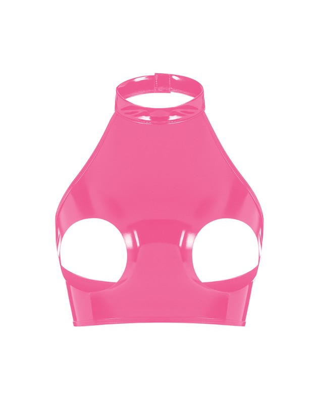 Mirror Sexy Lingerie Patent Leather Bra Shaping Leather Bra Top Interest Pink Lingerie SX108