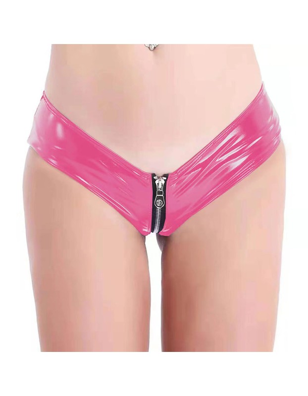 Shorts Bright PVC Women's Underpants Patent Leather Sexy Zipper Open Eductive Shorts SX131