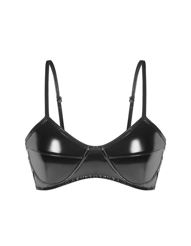 Lingerie Sexy Feminina Bright PVC Patent Leather Bra Extremely Woman Underwear SX105