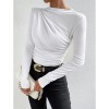 Solid Color Long Sleeve T-shirt Slim Bottoming Femme Joker Pleated Design T-shirt Top ZY1007