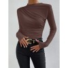 Solid Color Long Sleeve T-shirt Slim Bottoming Femme Joker Pleated Design T-shirt Top ZY1007