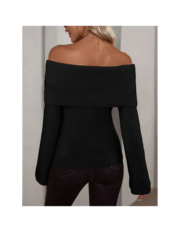 Boat Neck Slim-fit Fashion Sexy Knitted Sweater Long-Sleeved Women's Sweaters ZY1016