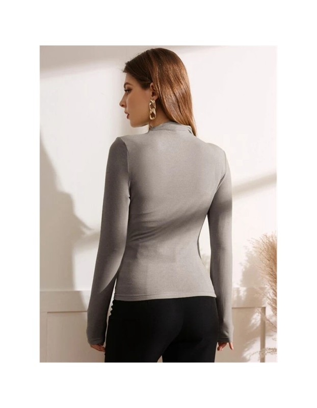 High-necked Design Feels Pleated Streetwear T-shirt Joker Long Sleeve Top T-shirt For Women ZY1068