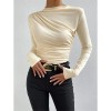 Solid Color Long Sleeve T-shirt Slim Bottoming Femme Joker Pleated Design T-shirt Top ZY1007