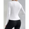 Solid Color Long Sleeve T-shirt Slim Bottoming Femme Joker Pleated Design T-shirt Top ZY1007