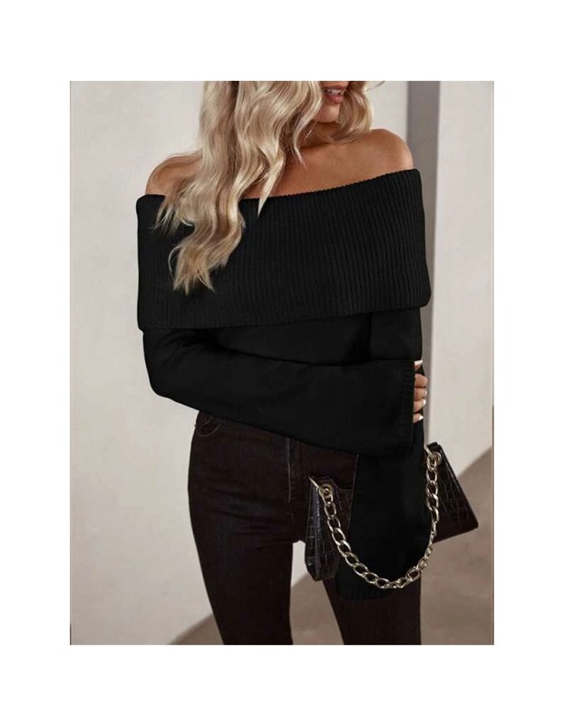 Boat Neck Slim-fit Fashion Sexy Knitted Sweater Long-Sleeved Women's Sweaters ZY1016
