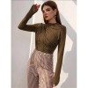 High-necked Design Feels Pleated Streetwear T-shirt Joker Long Sleeve Top T-shirt For Women ZY1068