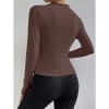 Solid Color Long Sleeve T-shirt Slim Bottoming Femme Joker Pleated Design T-shirt Top ZY1007