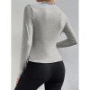 Solid Color Long Sleeve T-shirt Slim Bottoming Femme Joker Pleated Design T-shirt Top ZY1007