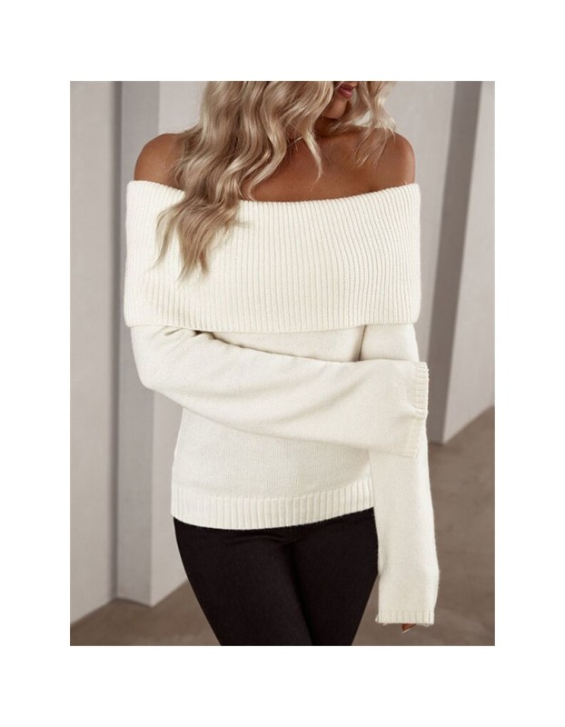 Boat Neck Slim-fit Fashion Sexy Knitted Sweater Long-Sleeved Women's Sweaters ZY1016