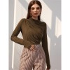 High-necked Design Feels Pleated Streetwear T-shirt Joker Long Sleeve Top T-shirt For Women ZY1068