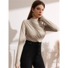 High-necked Design Feels Pleated Streetwear T-shirt Joker Long Sleeve Top T-shirt For Women ZY1068