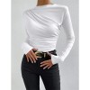 Solid Color Long Sleeve T-shirt Slim Bottoming Femme Joker Pleated Design T-shirt Top ZY1007