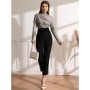 High-necked Design Feels Pleated Streetwear T-shirt Joker Long Sleeve Top T-shirt For Women ZY1068