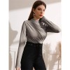 High-necked Design Feels Pleated Streetwear T-shirt Joker Long Sleeve Top T-shirt For Women ZY1068