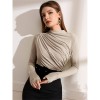 High-necked Design Feels Pleated Streetwear T-shirt Joker Long Sleeve Top T-shirt For Women ZY1068