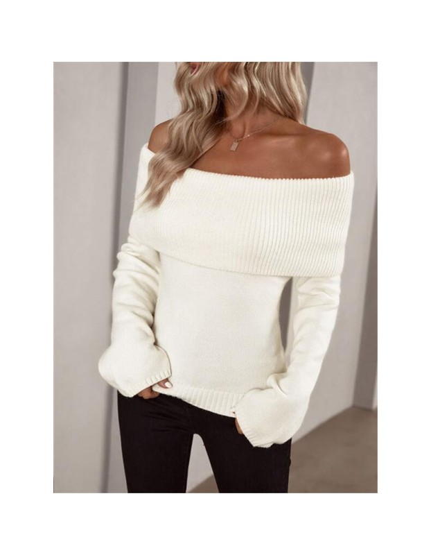 Boat Neck Slim-fit Fashion Sexy Knitted Sweater Long-Sleeved Women's Sweaters ZY1016