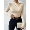 Black T-shirt Cross Collar Slim Ladies Sweater Undershirts Joker Pleated Woman T-shirt  ZY1033