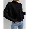 Half High Necked Women's Sweater Set Solid Color Hooded Bat Sleeve Custom Sweater Outside ZY1030