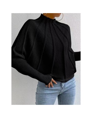 Half High Necked Women's Sweater Set Solid Color Hooded Bat Sleeve Custom Sweater Outside ZY1030
