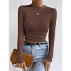 Wholesale Undershirt Slim Fit Vintage T-shirt Plaid Round T-shirts Women Pleated Top ZY1052