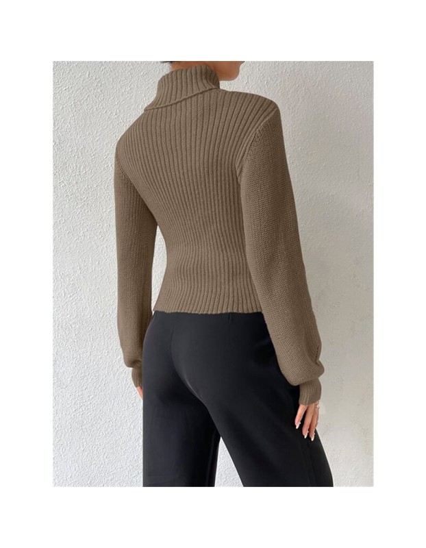 Slim Versatile Sweater Women High-necked Openwork Knitted Sexy Long-Sleeved Sweaters ZY1019