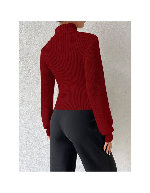 Slim Versatile Sweater Women High-necked Openwork Knitted Sexy Long-Sleeved Sweaters ZY1019