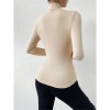 Black T-shirt Cross Collar Slim Ladies Sweater Undershirts Joker Pleated Woman T-shirt  ZY1033