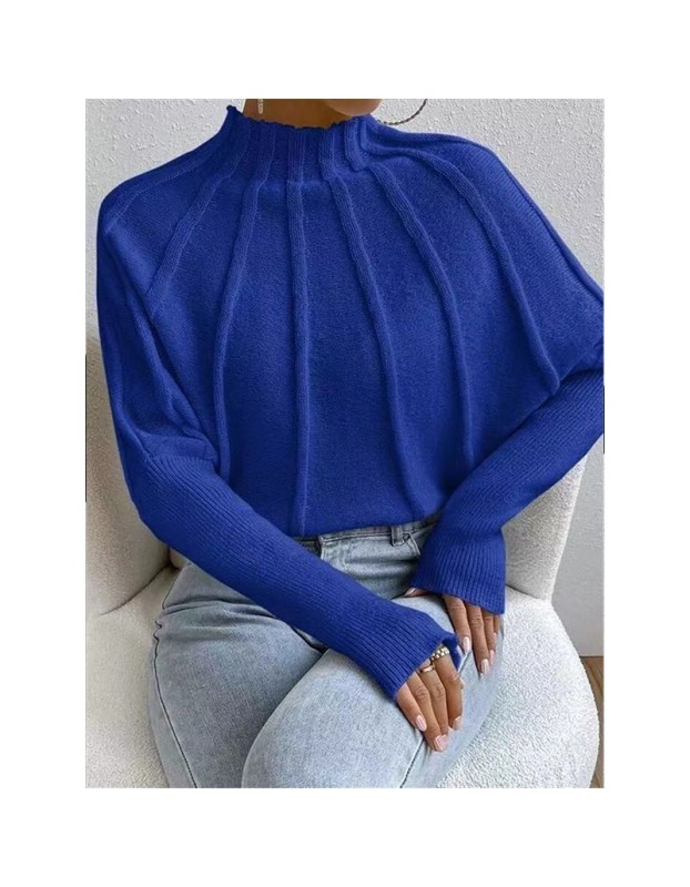 Half High Necked Women's Sweater Set Solid Color Hooded Bat Sleeve Custom Sweater Outside ZY1030
