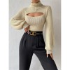 Slim Versatile Sweater Women High-necked Openwork Knitted Sexy Long-Sleeved Sweaters ZY1019