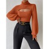 Slim Versatile Sweater Women High-necked Openwork Knitted Sexy Long-Sleeved Sweaters ZY1019