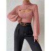 Slim Versatile Sweater Women High-necked Openwork Knitted Sexy Long-Sleeved Sweaters ZY1019
