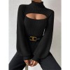 Slim Versatile Sweater Women High-necked Openwork Knitted Sexy Long-Sleeved Sweaters ZY1019