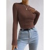 Wholesale Undershirt Slim Fit Vintage T-shirt Plaid Round T-shirts Women Pleated Top ZY1052
