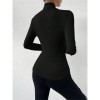 Black T-shirt Cross Collar Slim Ladies Sweater Undershirts Joker Pleated Woman T-shirt  ZY1033