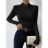 Black T-shirt Cross Collar Slim Ladies Sweater Undershirts Joker Pleated Woman T-shirt  ZY1033