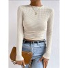 Wholesale Undershirt Slim Fit Vintage T-shirt Plaid Round T-shirts Women Pleated Top ZY1052