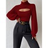 Slim Versatile Sweater Women High-necked Openwork Knitted Sexy Long-Sleeved Sweaters ZY1019