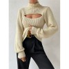 Slim Versatile Sweater Women High-necked Openwork Knitted Sexy Long-Sleeved Sweaters ZY1019