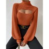 Slim Versatile Sweater Women High-necked Openwork Knitted Sexy Long-Sleeved Sweaters ZY1019