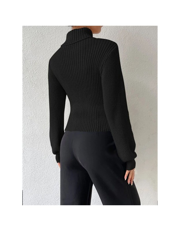 Slim Versatile Sweater Women High-necked Openwork Knitted Sexy Long-Sleeved Sweaters ZY1019