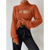Slim Versatile Sweater Women High-necked Openwork Knitted Sexy Long-Sleeved Sweaters ZY1019