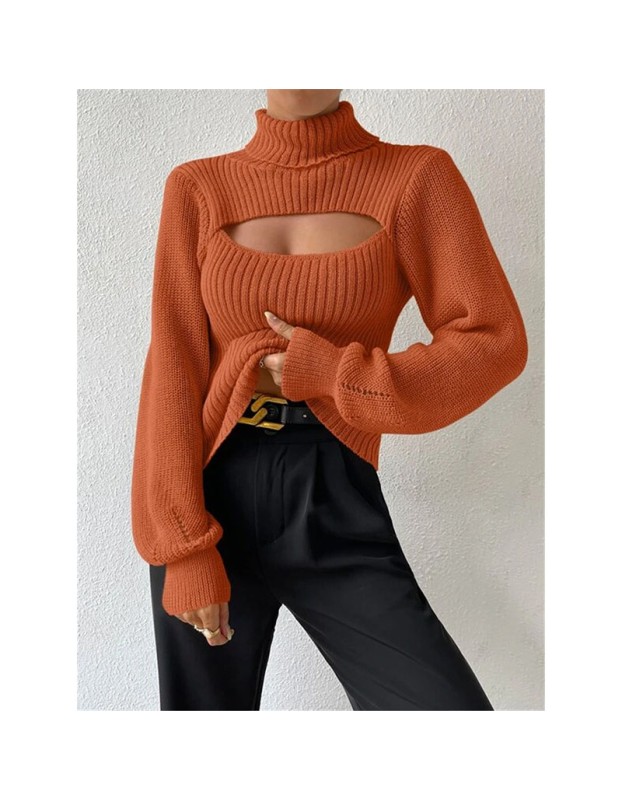 Slim Versatile Sweater Women High-necked Openwork Knitted Sexy Long-Sleeved Sweaters ZY1019