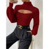 Slim Versatile Sweater Women High-necked Openwork Knitted Sexy Long-Sleeved Sweaters ZY1019