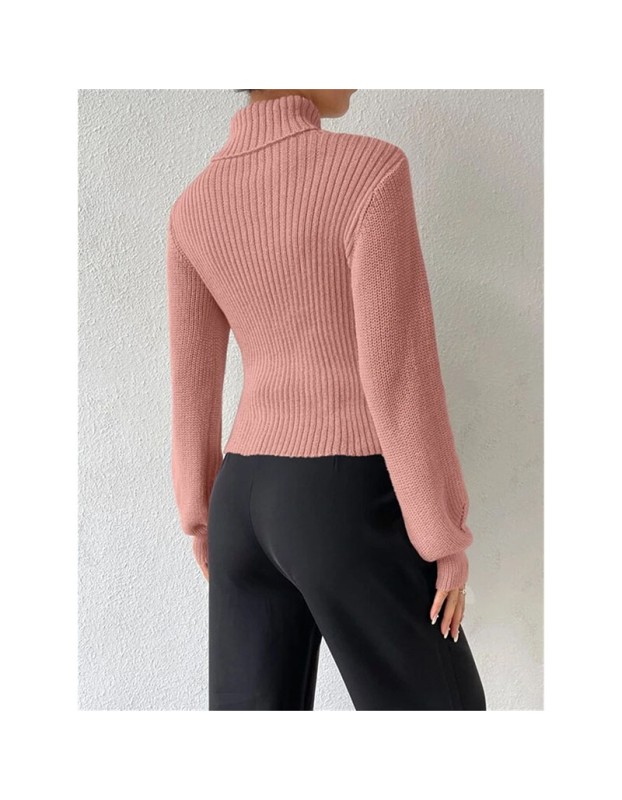 Slim Versatile Sweater Women High-necked Openwork Knitted Sexy Long-Sleeved Sweaters ZY1019