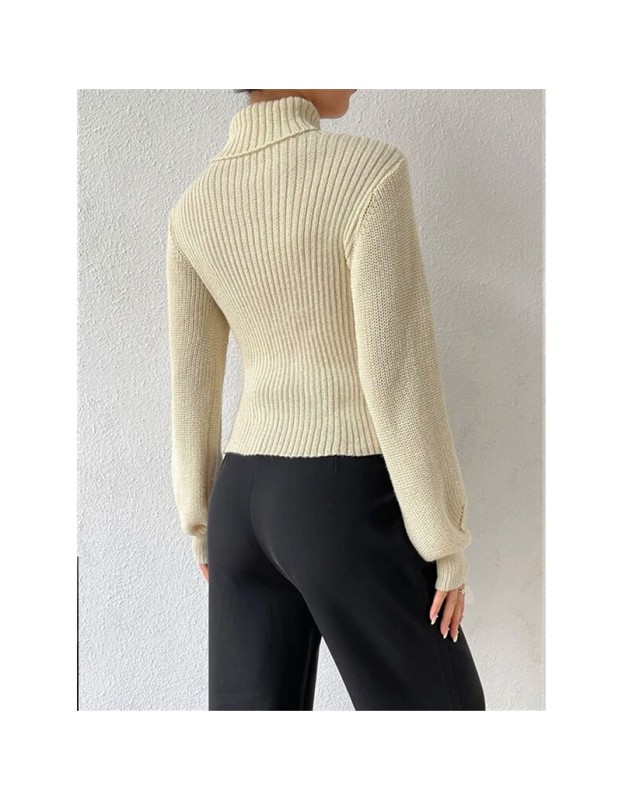 Slim Versatile Sweater Women High-necked Openwork Knitted Sexy Long-Sleeved Sweaters ZY1019