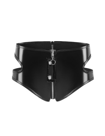 PVC Patent Leather Female Sexy Shorts Zip-up Open Sex Leather Shorts Set SX137
