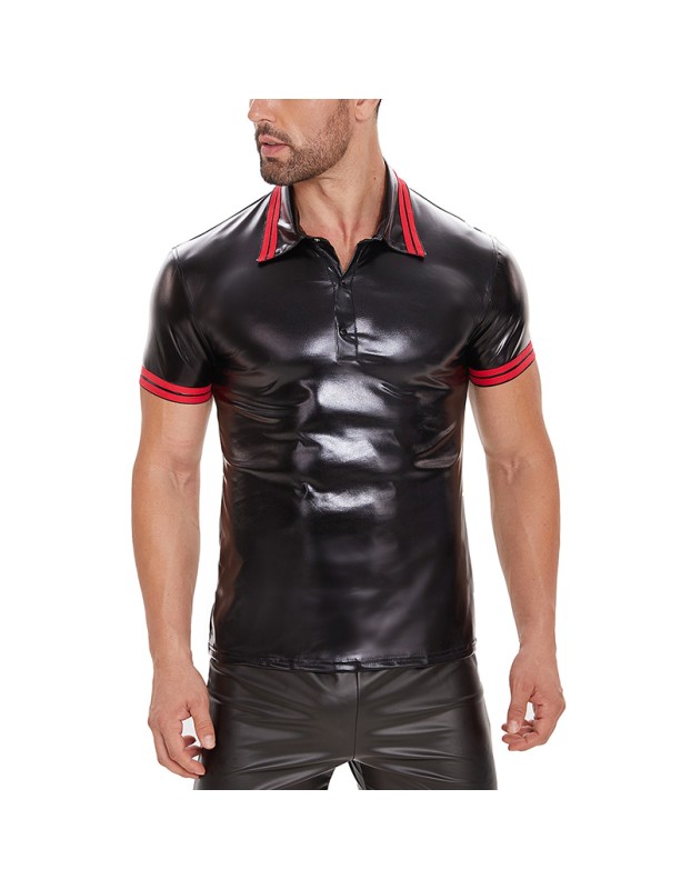 Plus Size Men's Soft Matte Leather Vest Men Bright Leather Short-Sleeved T-shirt Custom Vest SX253